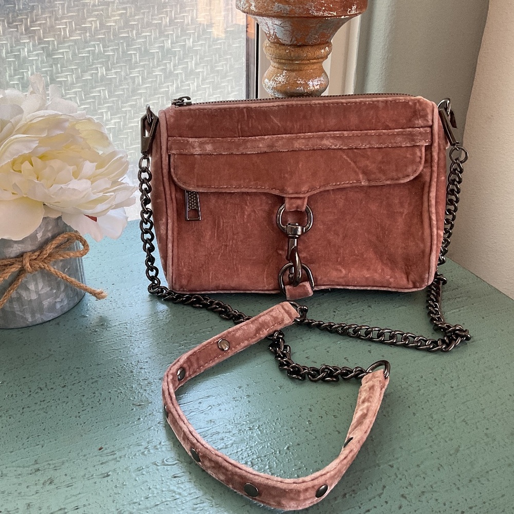 Rebecca Minkoff Mini Mac Crossbody Crushed Velvet Purse, retail $175